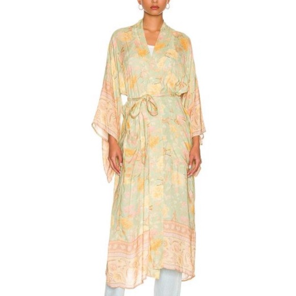 Lena Vie Butterfly Gardens Viscose + Cotton Kimono In Soft Petal Print, Sash Tie - Picture 15 of 15